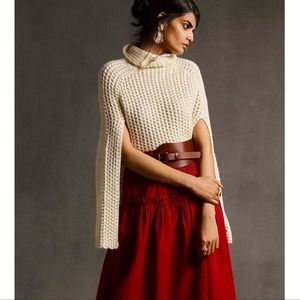 Anthropologie Bell-Sleeved Turtle-Neck Sleek Poncho